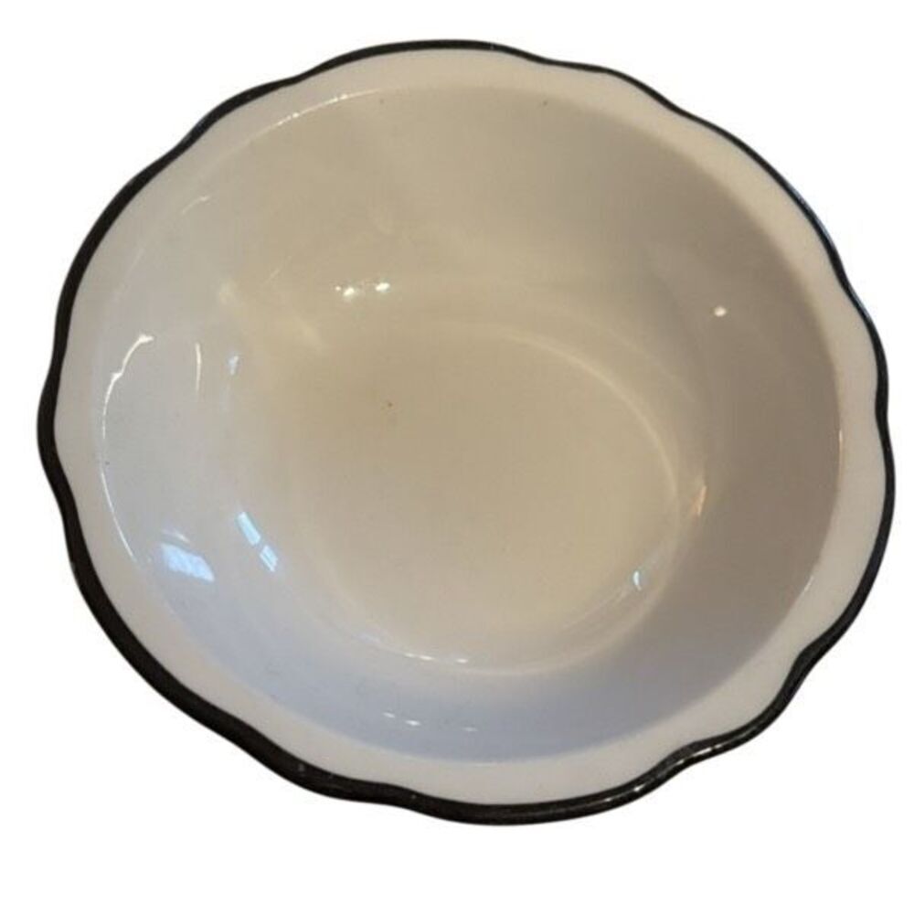 Jackson China 6” White Scalloped Bowl Black Outline Falls Creek Pennsylvania